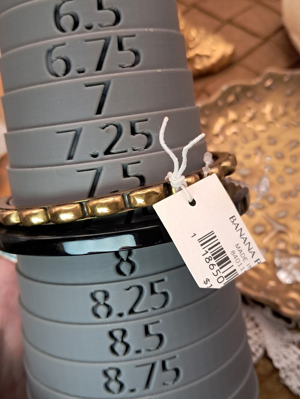 NWT Banana Republic Set of 2 Black Enamel & Goldtone Studded Bangles - Picture 5 of 5
